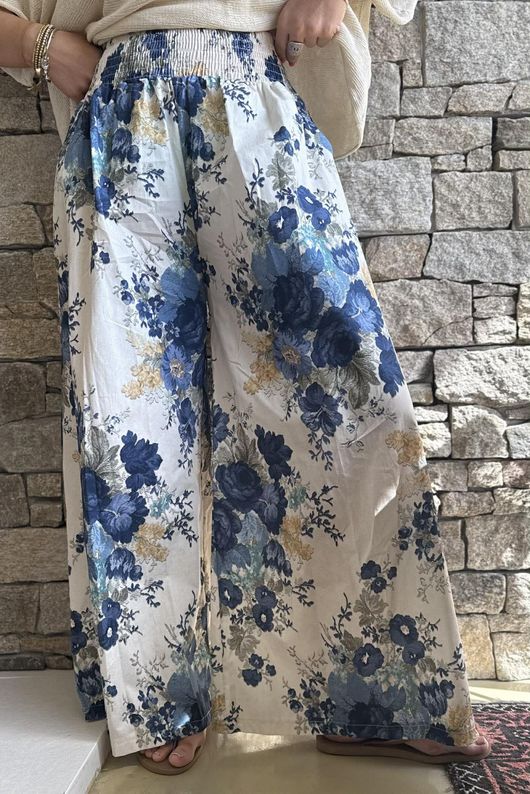 Country Garden Chintz Palazzo French Navy